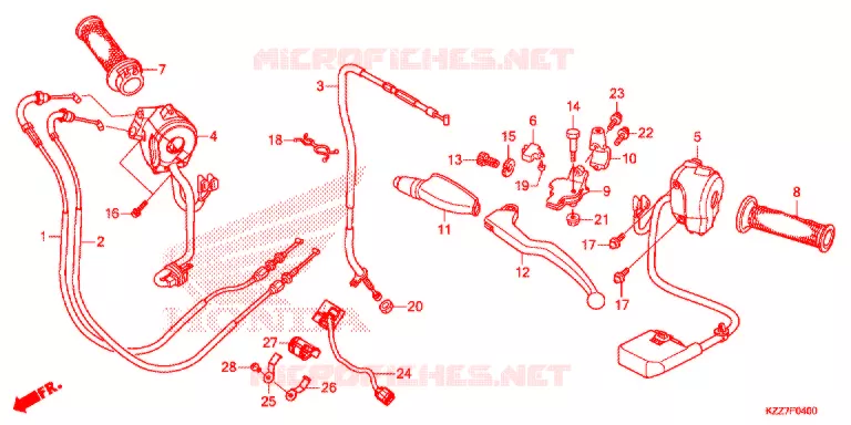 LEVIER DE GUIDON - CABLE - COMMODO Honda MOTO 250 CRF 2020  CRF250LL