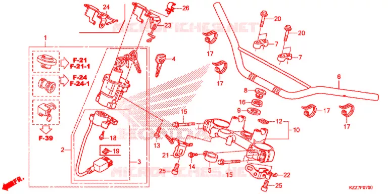 GUIDON - TE DE FOURCHE Honda MOTO 250 CRF 2020  CRF250RLAL