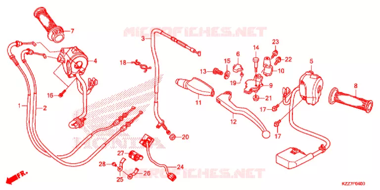 LEVIER DE GUIDON - CABLE - COMMODO Honda MOTO 250 CRF 2020  CRF250RLAL