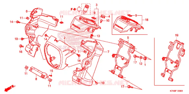 COUVERCLE PHARE / COUVERCLE FOURCHE AVANT Honda MOTO 110 NAVI 2017  NVA110H
