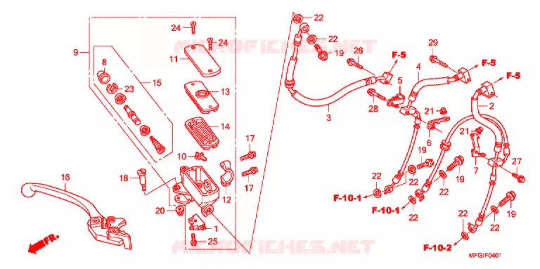 MAITRE-CYLINDRE FREIN AV. (CB600FA/FA3) Honda MOTO 600 HORNET 2011  CB600FAB