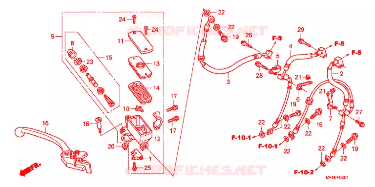 MAITRE-CYLINDRE FREIN AV. (CB600FA/FA3) Honda MOTO 600 HORNET 2011  CB600FAB