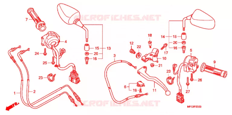LEVIER DE GUIDON - CABLE - COMMODO Honda MOTO 600 HORNET 2011  CB600FB