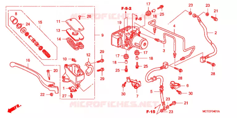 MAITRE-CYLINDRE FREIN AV. (FJS600A) Honda SCOOTER 600 SILVERWING 2008  FJS600A7