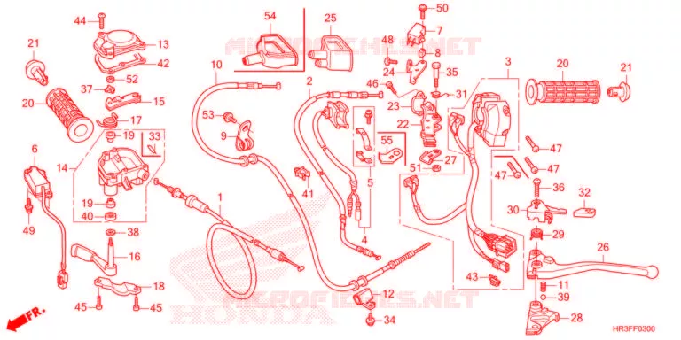 LEVIER DE GUIDON - CABLE - COMMODO Honda ATV 420 FOURTRAX 2021  TRX420FM1M