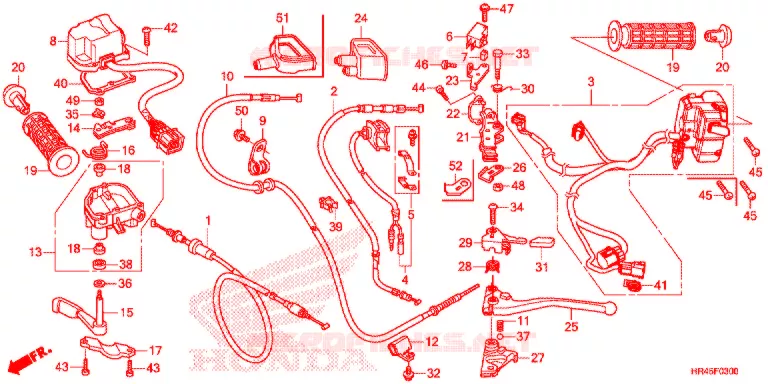 LEVIER DE GUIDON - CABLE - COMMODO Honda ATV 520 FOURTRAX 2021  TRX520FE2M
