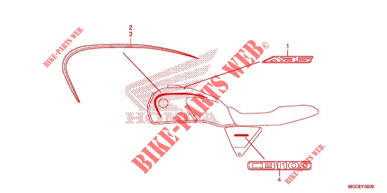 AUTOCOLLANTS pour Honda CB 1100 EX ABS de 2015