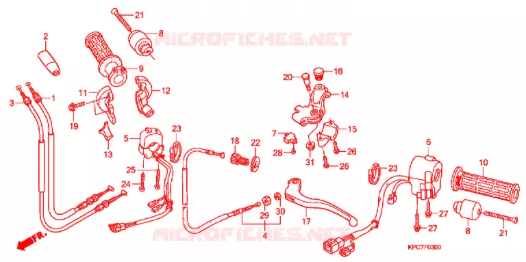 LEVIER DE GUIDON - CABLE - COMMODO Honda MOTO 125 VARADERO 2013  XL125VB_3EU