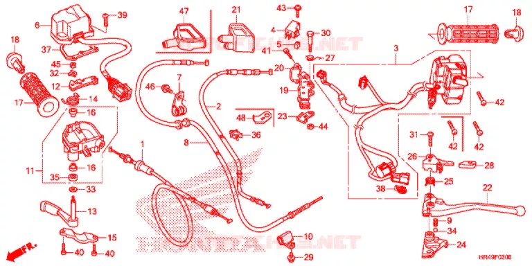 LEVIER DE GUIDON - CABLE - COMMODO Honda ATV 520 FOURTRAX 2021  TRX520FE2M