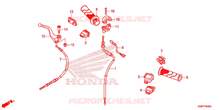 LEVIER DE GUIDON - CABLE - COMMODO Honda MOTO 110 WAVE 2016  AFS110MCDE