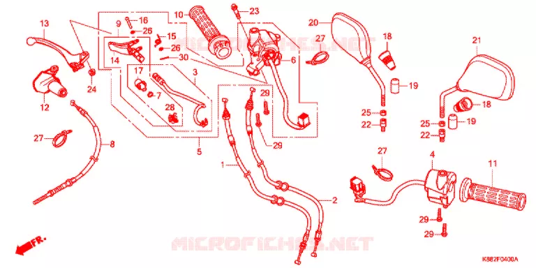 LEVIER DE GUIDON - CABLE - COMMODO Honda MOTO 110 CUB 2020  C110BNL