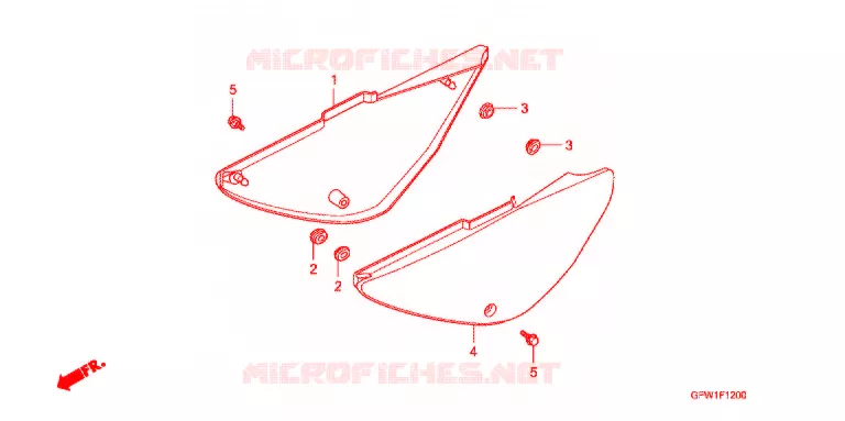 COUVERCLES LATERAUX Honda MOTO 80 CRF 2009  CRF80F9