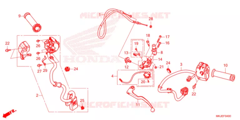 LEVIER DE GUIDON - CABLE - COMMODO Honda MOTO 1000 CB 2021  CB1000RAM_BE