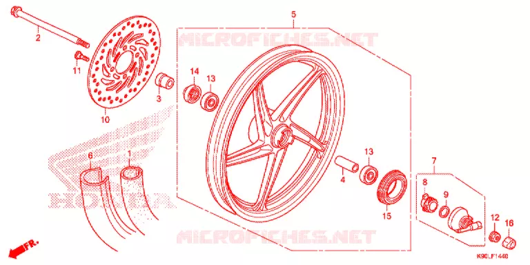 ROUE AVANT (MOULURE/FREIN A DISQUE) Honda MOTO 110 WAVE 2021  AFP110CSFL
