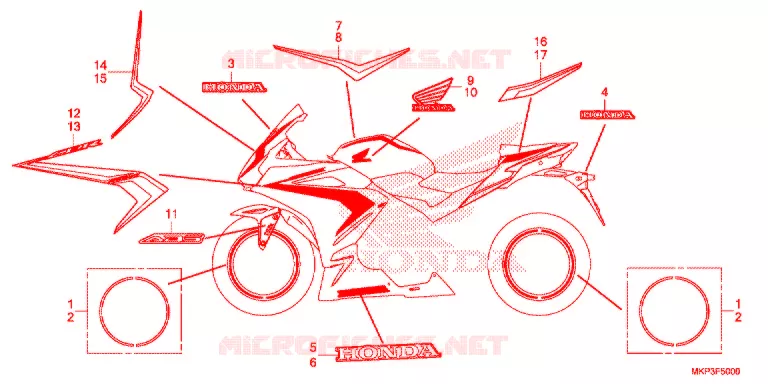 AUTOCOLLANTS Honda MOTO 500 CBR 2021  CBR500RAM