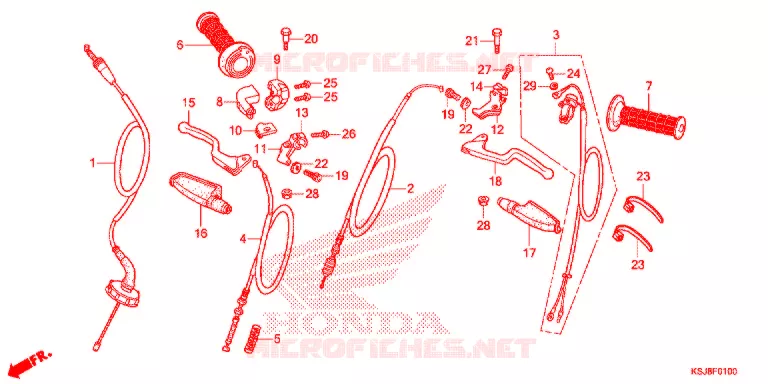 LEVIER DE GUIDON - CABLE Honda MOTO 100 CRF 2012  CRF100FC