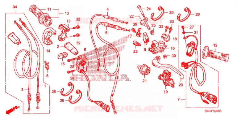 LEVIER DE GUIDON - CABLE - COMMODO Honda MOTO 250 CRF 2012  CRF250XC