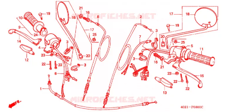 LEVIER DE GUIDON - CABLE - COMMODO Honda MOTO 125 CD 1989  CD125TJ
