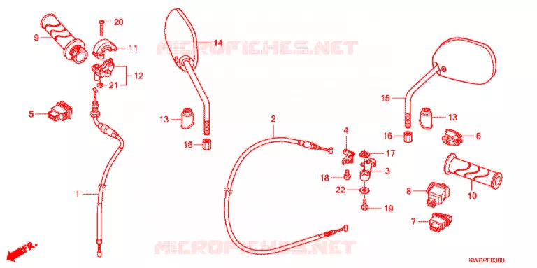 COMMODO - LEVIER - CABLE Honda MOTO 110 WAVE 2010  AFP110CSA