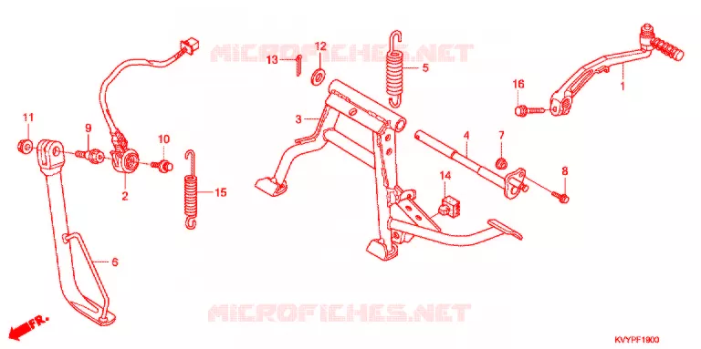 BEQUILLE CENTRALE - PEDALE DE FREIN Honda SCOOTER 110 BEAT 2014  ACC110CSC