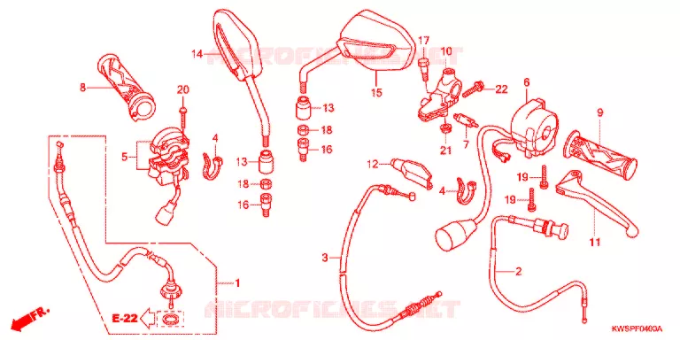 LEVIER DE GUIDON - CABLE - COMMODO Honda MOTO 110 CB 2013  CBF110MSB