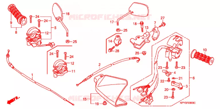 COMMUTATEUR/CABLE/MIROIR (1) Honda MOTO 110 XRM 2004  CFT110M3