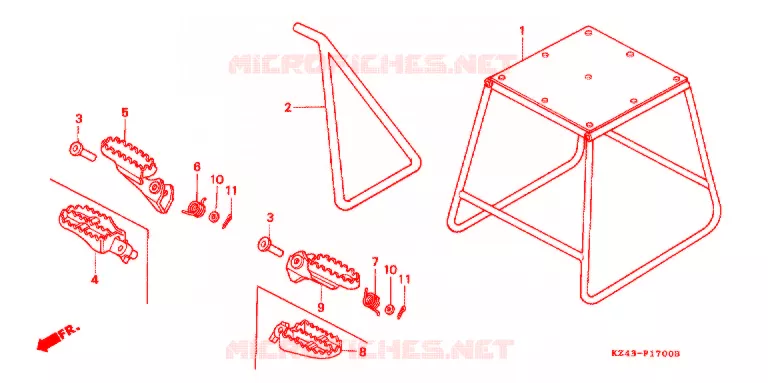 BEQUILLE - REPOSE PIEDS Honda MOTO 125 CR 1991  CR125RM