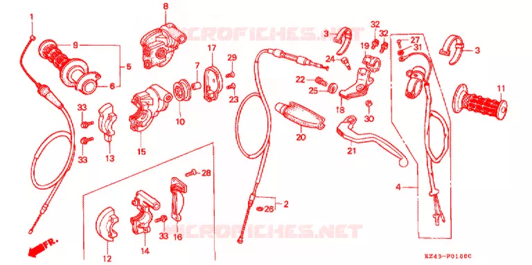 LEVIER DE GUIDON - CABLE - COMMODO Honda MOTO 125 CR 1991  CR125RM