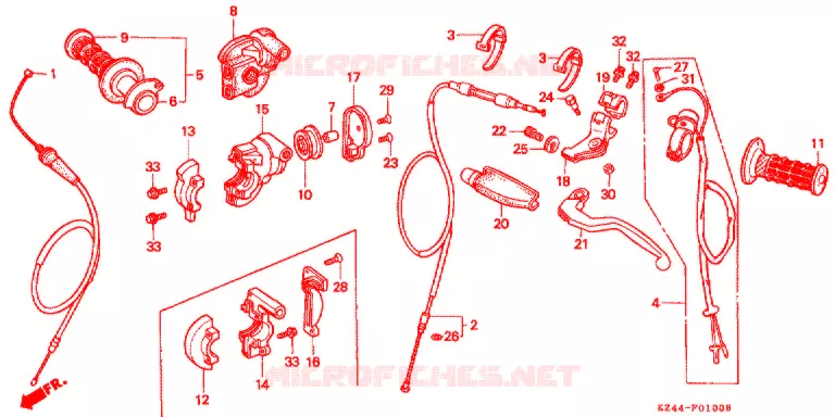 COMMODOS - POIGNEES Honda MOTO 125 CR 1994  CR125RR