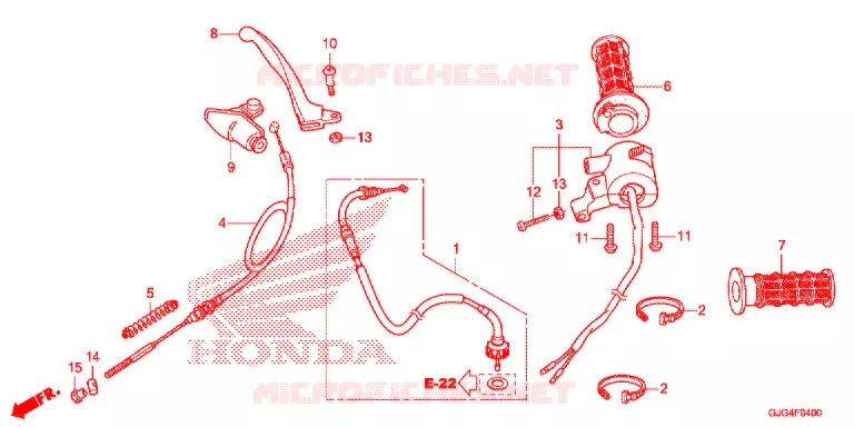 LEVIER DE GUIDON - CABLE - COMMODO Honda MOTO 50 CRF 2022  CRF50FN