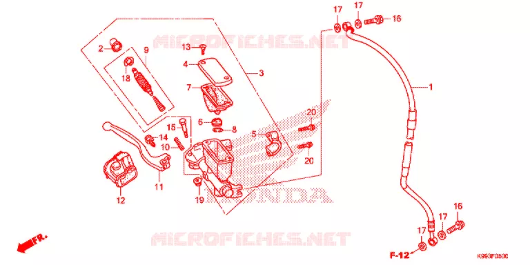 MAITRE CYLINDRE DE FREIN AVANT Honda MOTO 250 CRF 2021  CRF250FM