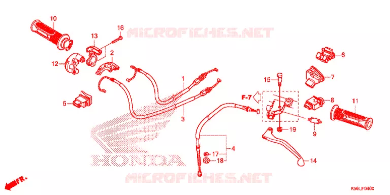 LEVIER DE GUIDON - CABLE - COMMODO Honda SCOOTER 150 WINNER 2019  FS150FL_V