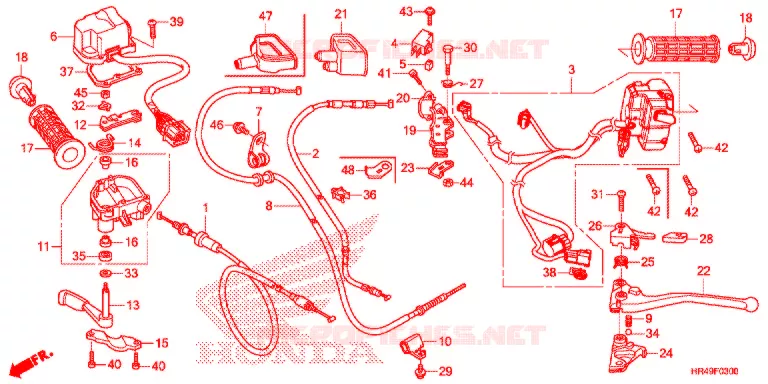 LEVIER DE GUIDON - CABLE - COMMODO Honda ATV 520 FOURTRAX 2021  TRX520FM2M