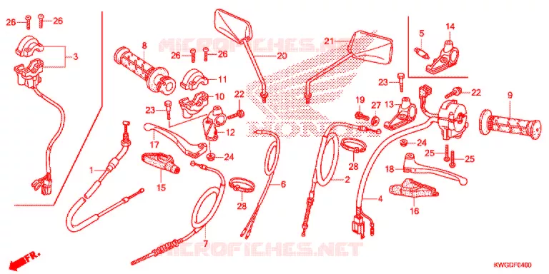 LEVIER DE GUIDON - CABLE - COMMODO Honda MOTO 125 CG 2015  CG125CESD