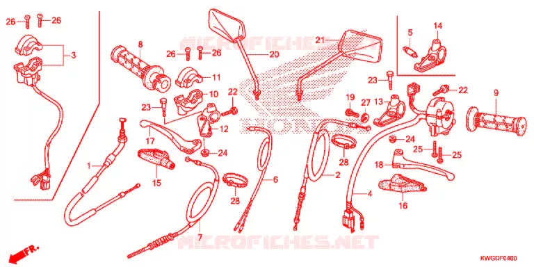 LEVIER DE GUIDON - CABLE - COMMODO Honda MOTO 125 CG 2013  CG125CKSD