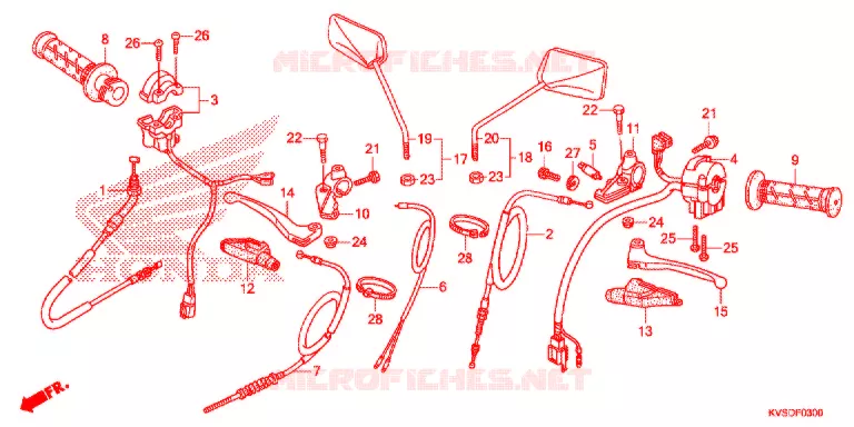 LEVIER DE GUIDON - CABLE - COMMODO Honda MOTO 150 CG 2013  CG150ESD
