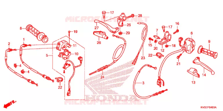 LEVIER DE GUIDON - CABLE - COMMODO Honda MOTO 150 CG 2014  CG150EXE