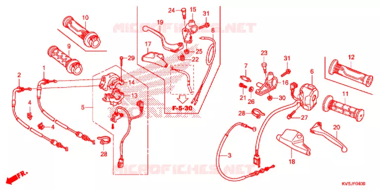 LEVIER DE GUIDON - CABLE - COMMODO Honda MOTO 160 CG 2019  CG160ESDK