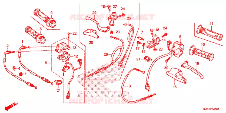 LEVIER DE GUIDON - CABLE - COMMODO Honda MOTO 160 CG 2016  CG160EXG