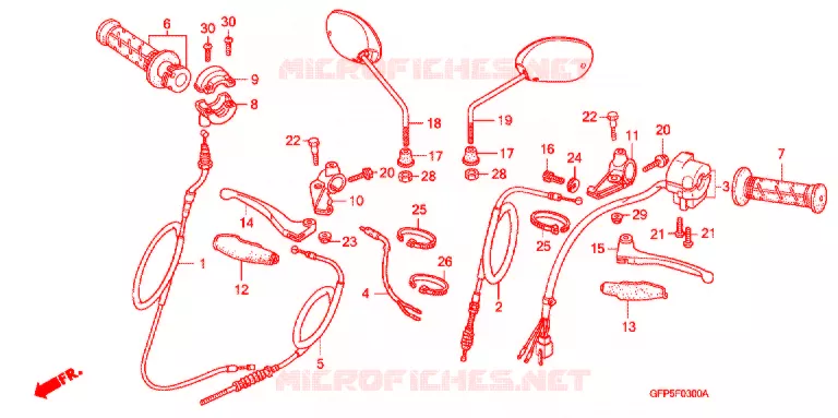 LEVIER DE GUIDON - CABLE - COMMODO Honda MOTO 100 POP 2008  RF1008