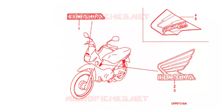 AUTOCOLLANTS Honda MOTO 100 POP 2012  RF100C