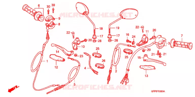 LEVIER DE GUIDON - CABLE - COMMODO Honda MOTO 100 POP 2012  RF100C