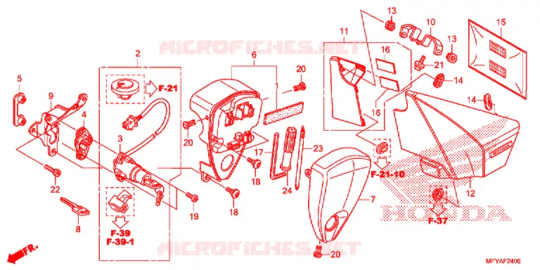 COUVERCLE LATERAL - OUTILS - CONTACTEUR A CLES Honda MOTO 1300 VT 2012  VT1300CSC