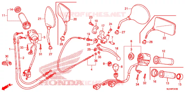 LEVIER DE GUIDON - CABLE - COMMODO Honda MOTO 750 SHADOW 2012  VT750C2BC-A