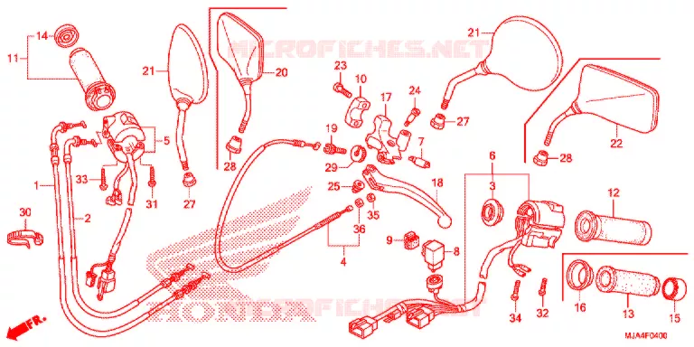 LEVIER DE GUIDON - CABLE - COMMODO Honda MOTO 750 SHADOW 2012  VT750C2FC