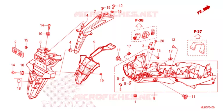 GARDE-BOUE ARRIERE Honda MOTO 750 HORNET 2023  CB750AP