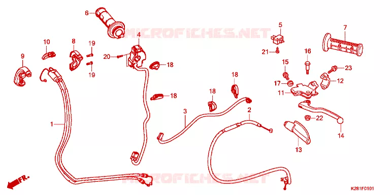 LEVIER DE GUIDON - CABLE - COMMODO Honda MOTO 125 CRF 2024  CRF125FBP