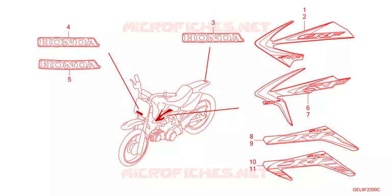AUTOCOLLANTS Honda MOTO 50 CRF 2022  CRF50FN