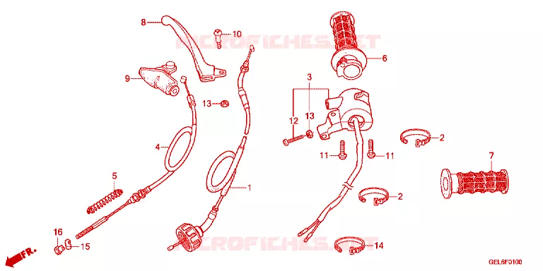 LEVIER DE GUIDON - CABLE - COMMODO Honda MOTO 50 CRF 2023  CRF50FS