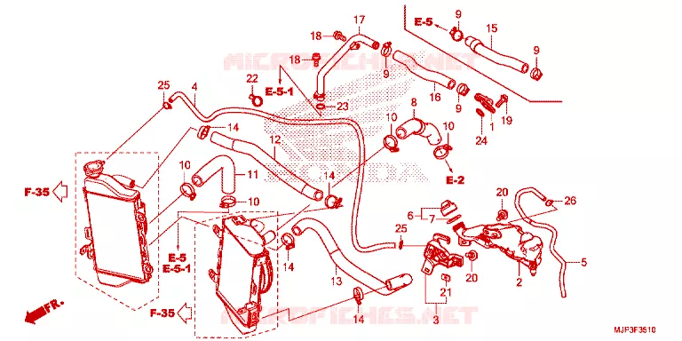 FLEXIBLE DE RADIATEUR Honda MOTO 1000 AFRICA-TWIN 2016  CRF1000AG